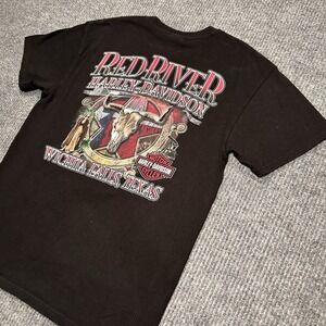 Harley Davidson Motorcycle Shirt Red River Wichita Falls,‎ Texas Men's Sz Large